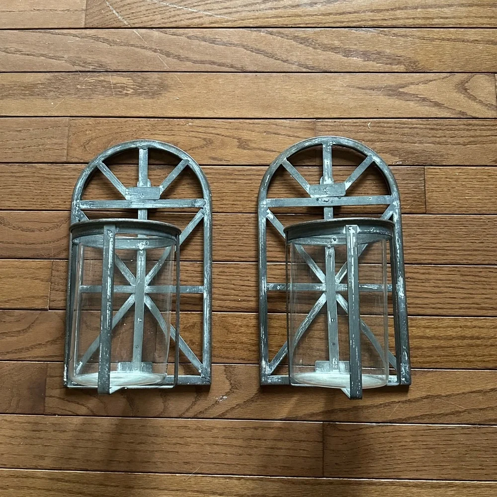 Rustic Gray Wall Sconce Set